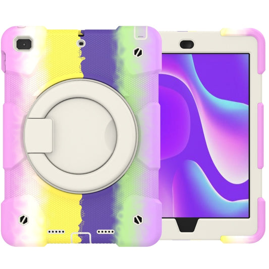For iPad 9.7 2018 Silicone + PC Full Body Protection Tablet Case With Holder & Strap(Colorful Purple) - iPad 9.7 (2018) & (2017) Cases by buy2fix | Online Shopping UK | buy2fix