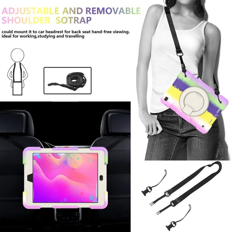 For iPad 9.7 2018 Silicone + PC Full Body Protection Tablet Case With Holder & Strap(Colorful Purple) - iPad 9.7 (2018) & (2017) Cases by buy2fix | Online Shopping UK | buy2fix