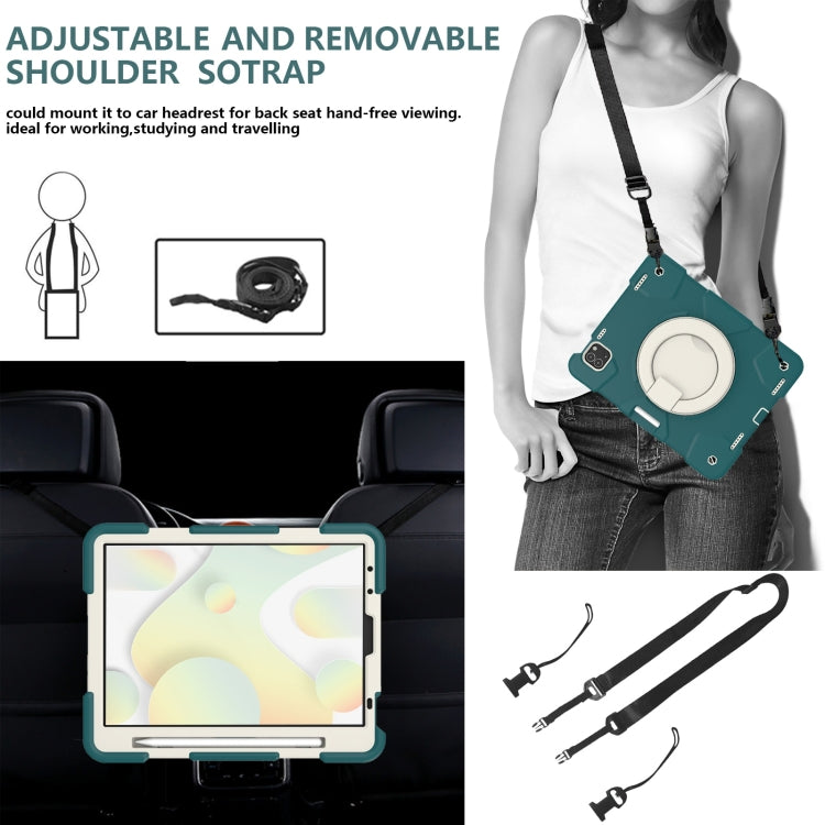For iPad Pro 11 2020/Pro 11 2018/Air 2020/Air 2022 Silicone + PC Full Body Protection Tablet Case With Holder & Strap(Dark Green) - iPad Air (2022) / (2020) 10.9 Cases by buy2fix | Online Shopping UK | buy2fix