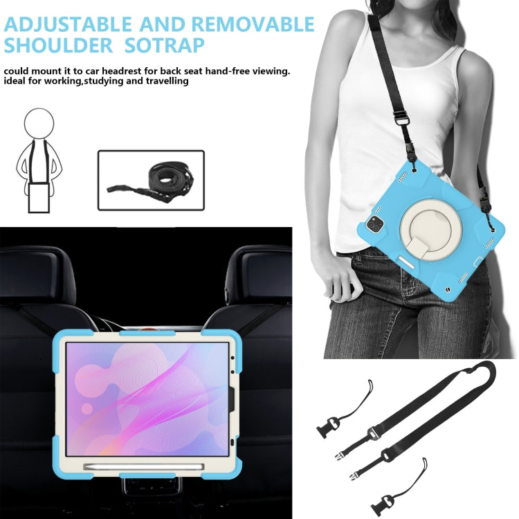 For iPad Pro 11 2020/Pro 11 2018/Air 2020/Air 2022 Silicone + PC Full Body Protection Tablet Case With Holder & Strap(Sky Blue) - iPad Air (2022) / (2020) 10.9 Cases by buy2fix | Online Shopping UK | buy2fix