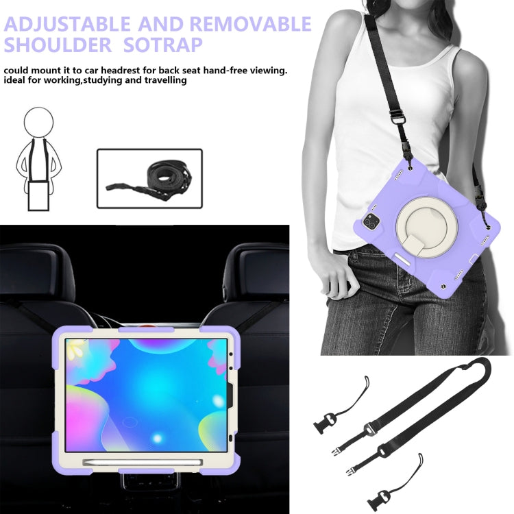 For iPad Pro 11 2020/Pro 11 2018/Air 2020/Air 2022 Silicone + PC Full Body Protection Tablet Case With Holder & Strap(Purple) - iPad Air (2022) / (2020) 10.9 Cases by buy2fix | Online Shopping UK | buy2fix