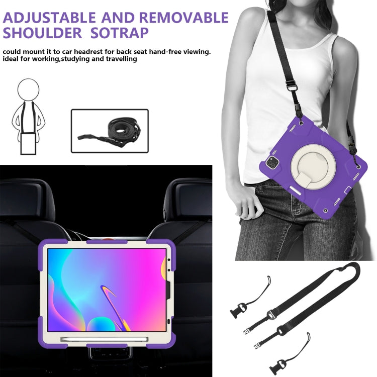 For iPad Pro 11 2020/Pro 11 2018/Air 2020/Air 2022 Silicone + PC Full Body Protection Tablet Case With Holder & Strap(Dark Purple) - iPad Air (2022) / (2020) 10.9 Cases by buy2fix | Online Shopping UK | buy2fix