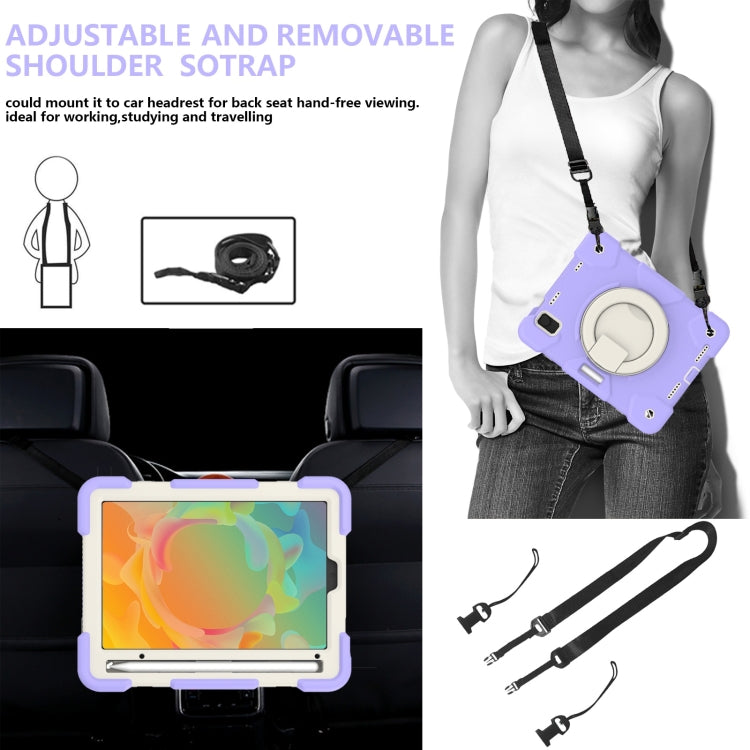 For iPad mini 2021 Silicone + PC Full Body Protection Tablet Case With Holder & Strap(Purple) - iPad mini 6 Cases by buy2fix | Online Shopping UK | buy2fix