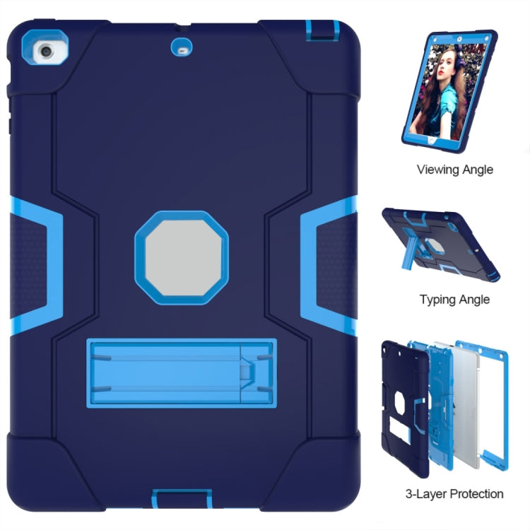 For iPad 4 / 3 / 2 Silicone + PC Protective Case with Stand(Light Blue + Dark Blue) - iPad 4 & 3 & 2 Cases by buy2fix | Online Shopping UK | buy2fix
