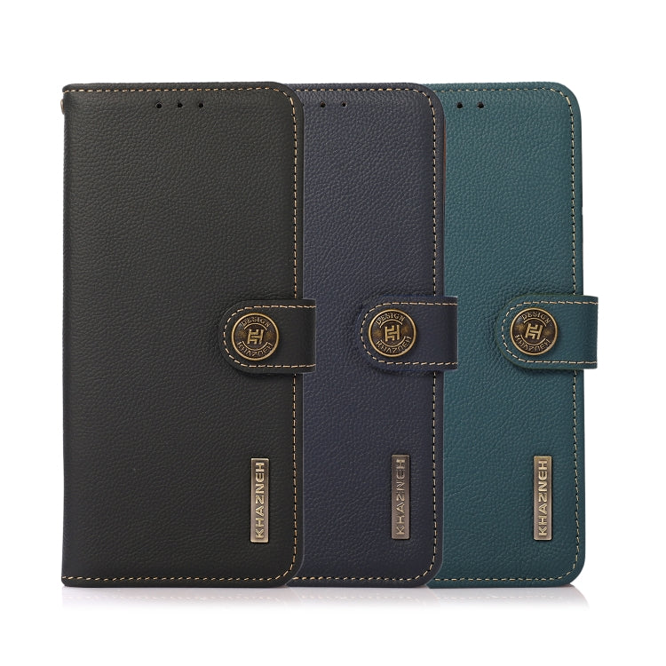 For Huawei nova Y70 Plus KHAZNEH Custer Genuine Leather RFID Phone Case(Green) - Huawei Cases by buy2fix | Online Shopping UK | buy2fix