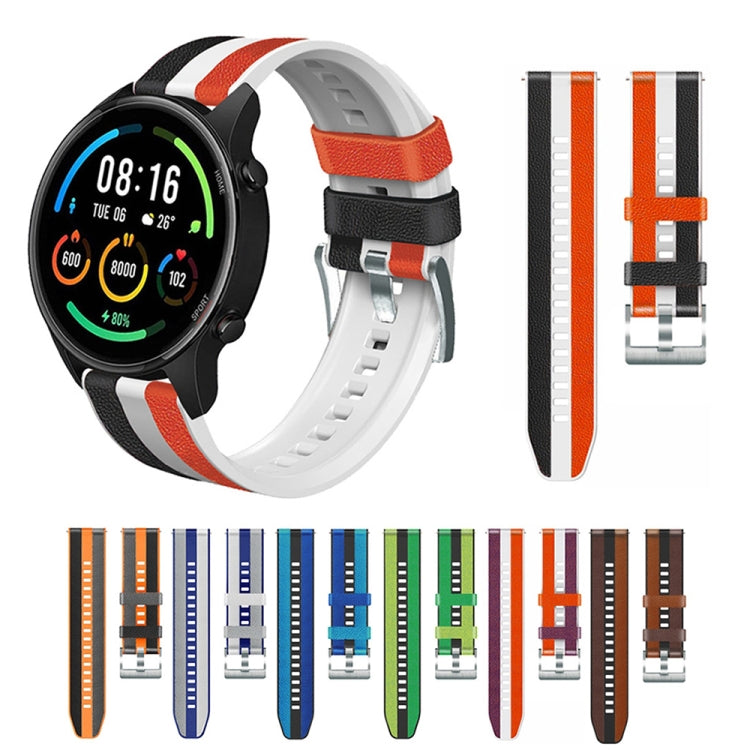 For Huawei Watch GT 3 Pro 22mm Silicone + Leather Tri-color Watch Band(Black White Red) by buy2fix