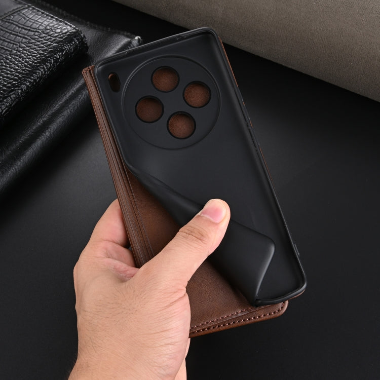 For vivo X100 AZNS Magnetic Calf Texture Leather Phone Case(Dark Brown) by AZNS