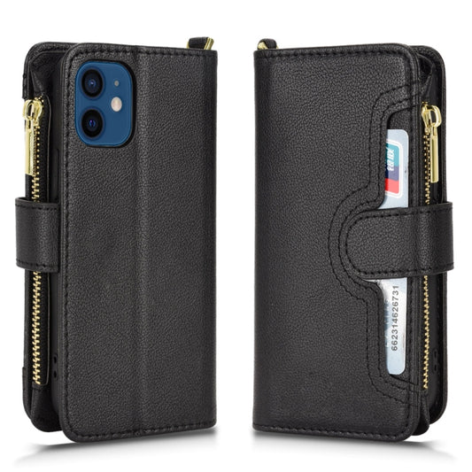 For iPhone 12 mini Litchi Texture Zipper Leather Phone Case (Black) - iPhone 12 mini Cases by buy2fix | Online Shopping UK | buy2fix
