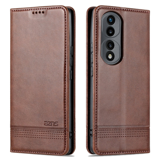 For Honor 70 Pro AZNS Magnetic Calf Texture Flip Leather Phone Case(Dark Brown) - Honor Cases by AZNS | Online Shopping UK | buy2fix