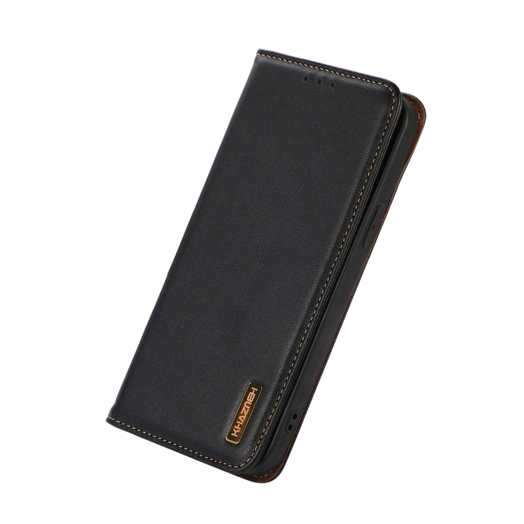 For iPhone 14 Plus KHAZNEH Nappa Top Layer Cowhide Leather Phone Case (Black) - iPhone 14 Plus Cases by buy2fix | Online Shopping UK | buy2fix