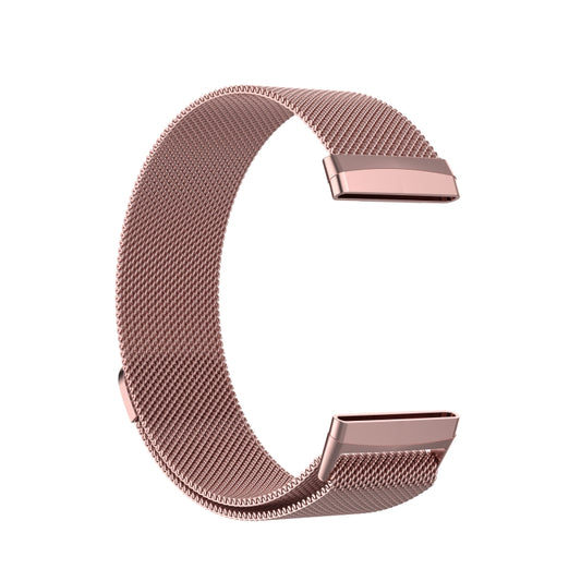For Fitbit Versa 4 / 3 Milanese Magnetic Metal Weave Watchband, Large Size (Pink) by buy2fix