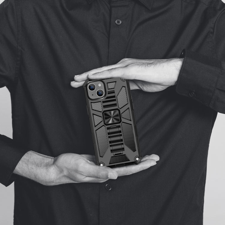 For iPhone 14 Plus Armor Shockproof TPU + PC Magnetic Protective Phone Case with Holder (Silver) by buy2fix