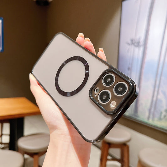 For iPhone 12 Pro Frosted PC Magsafe Phone Case(Transparent Black) by buy2fix