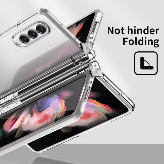 For Samsung Galaxy Z Fold3 5G Macaron Hinge Phone Case with Stylus Pen Fold Edition & Protective Film(Transparent) - Galaxy Phone Cases by buy2fix | Online Shopping UK | buy2fix