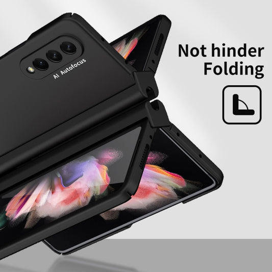 For Samsung Galaxy Z Fold3 5G Macaron Hinge Phone Case with Stylus Pen Fold Edition & Protective Film(Black) - Galaxy Phone Cases by buy2fix | Online Shopping UK | buy2fix