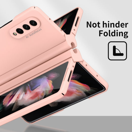 For Samsung Galaxy Z Fold3 5G Macaron Hinge Phone Case with Stylus Pen Fold Edition & Protective Film(Pink) - Galaxy Phone Cases by buy2fix | Online Shopping UK | buy2fix