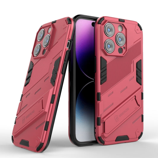 For iPhone 14 Pro Punk Armor 2 in 1 PC + TPU Phone Case(Light Red) by buy2fix