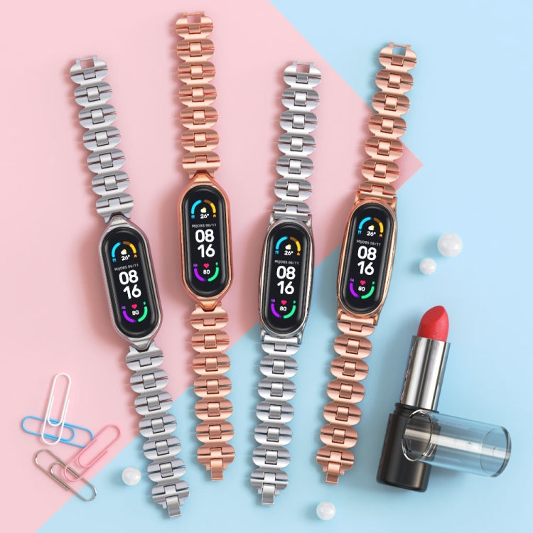 For Xiaomi Mi Band 5 / 6 MIJOBS Bone Chain Double Hole Metal Watch Band(Silver) by MIJOBS