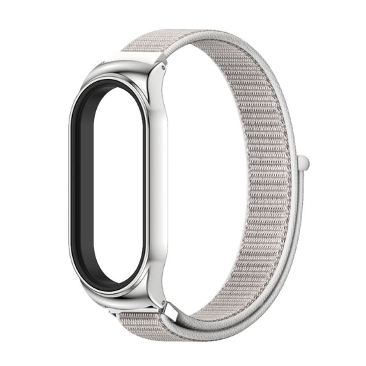 For Xiaomi Mi Band 7 / 7 NFC MIJOBS CS Stainless Steel Case Nylon Watch Band(Sea Shell Silver) by MIJOBS