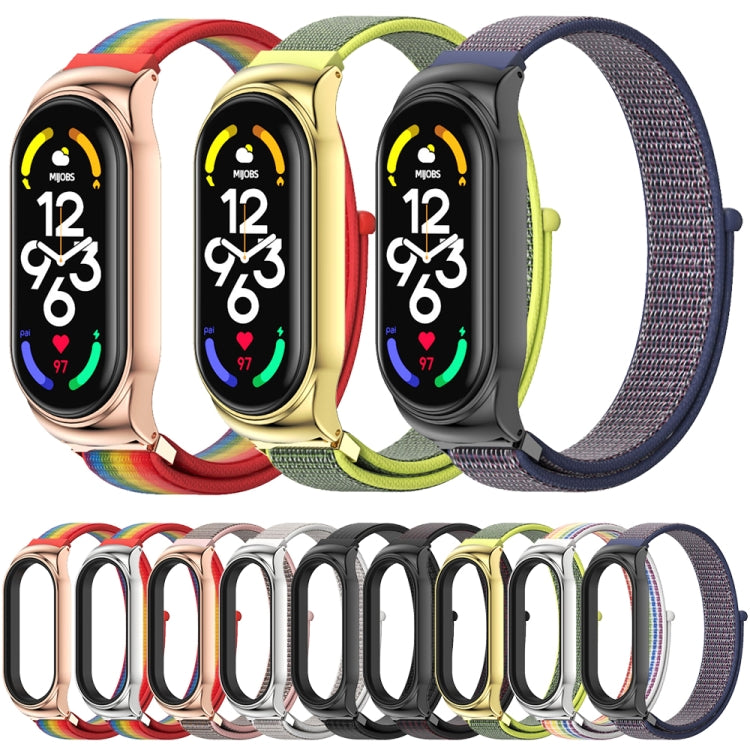 For Xiaomi Mi Band 7 / 7 NFC MIJOBS CS Stainless Steel Case Nylon Watch Band(Yellow) by MIJOBS