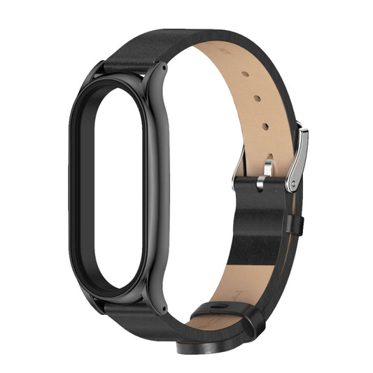 For Xiaomi Mi Band 7 / 7 NFC MIJOBS Plus Metal Case Microfiber Leather Watch Band(Black) by MIJOBS