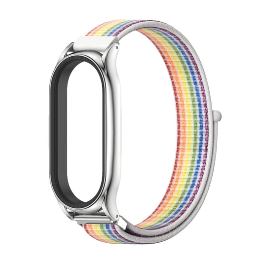 For Xiaomi Mi Band 7 / 7 NFC MIJOBS Plus Stainless Steel Case Nylon Watch Band(Colorful Silver) by MIJOBS