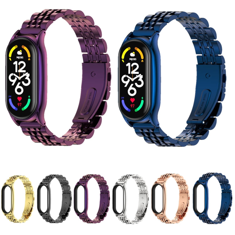 For Xiaomi Mi Band 7 / 7 NFC MIJOBS Plus Seven-bead Metal Stainless Steel Watch Band(Black) by MIJOBS