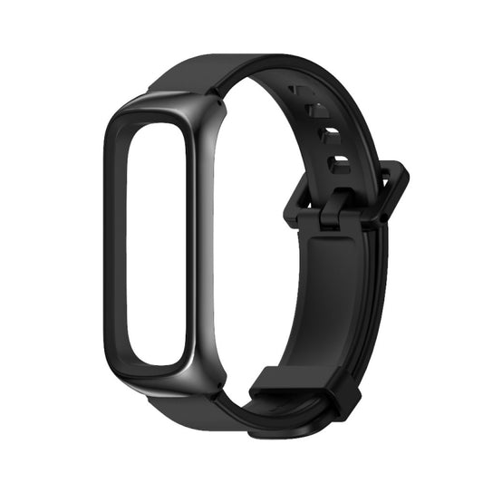 For Samsung Galaxy Fit 2 MIJOBS Metal Case Silicone Watch Band(Black) by MIJOBS