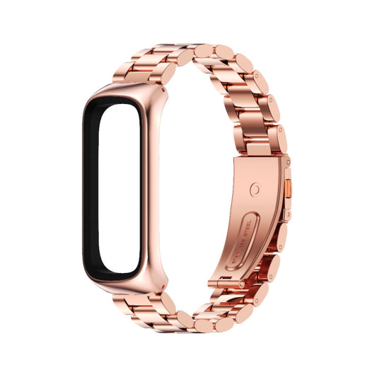 For Samsung Galaxy Fit 2 MIJOBS Three-bead Metal Stainless Steel Watch Band(Rose Gold) by MIJOBS