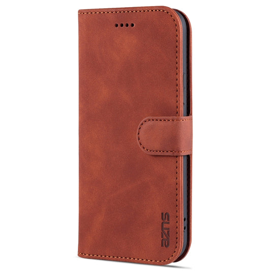 For iPhone 14 AZNS Skin Feel Calf Texture Horizontal Flip Leather Case (Brown) - iPhone 14 Cases by AZNS | Online Shopping UK | buy2fix