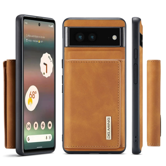 For Google Pixel 6A DG.MING M1 Series 3-Fold Multi Card Wallet + Magnetic Phone Case(Brown) by DG.MING