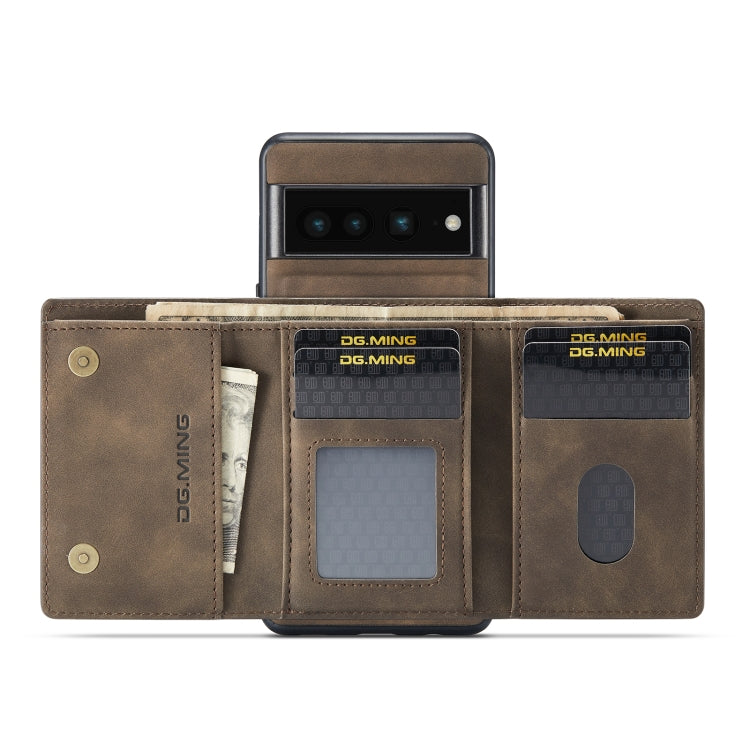 For Google Pixel 7 Pro 5G DG.MING M1 Series 3-Fold Multi Card Wallet + Magnetic Phone Case(Coffee) by DG.MING