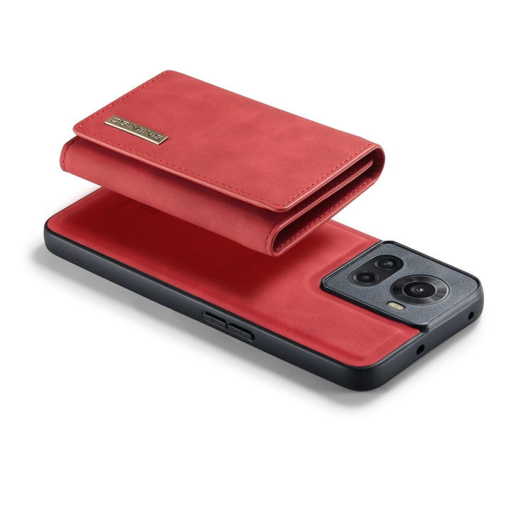 For OnePlus Ace/10R DG.MING M1 Series 3-Fold Multi Card Wallet + Magnetic Phone Case(Red) by DG.MING
