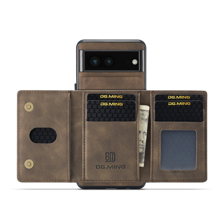 For Google Pixel 6A DG.MING M2 Series 3-Fold Multi Card Bag Phone Case(Coffee) by DG.MING
