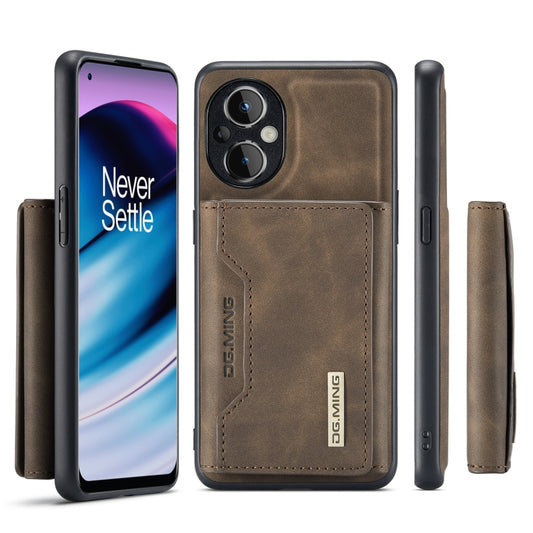 For OnePlus Nord N20 5G DG.MING M2 Series 3-Fold Multi Card Bag Phone Case(Coffee) by DG.MING