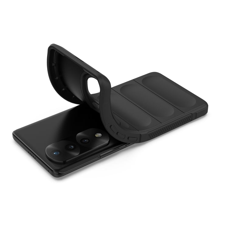 For Honor 70 Pro 5G Magic Shield TPU + Flannel Phone Case(Dark Grey) by buy2fix