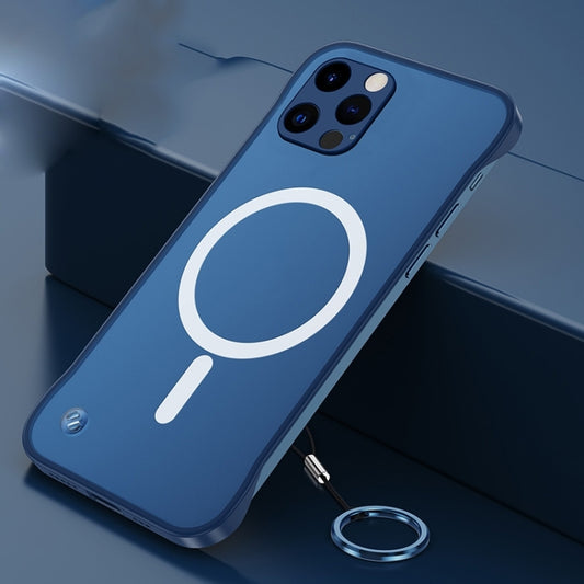 For iPhone 14 Pro Max Frosted Soft Four-corner Shockproof MagSafe Phone Case (Blue) by buy2fix