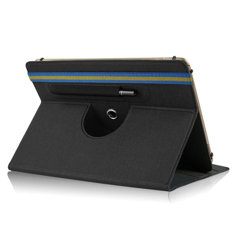 For 10 inch Cloth Texture 360 Rotation Horizontal Flip Universal Tablet PC Leather Case with Pen Slot(Black) - 10 - 11 inch by buy2fix | Online Shopping UK | buy2fix