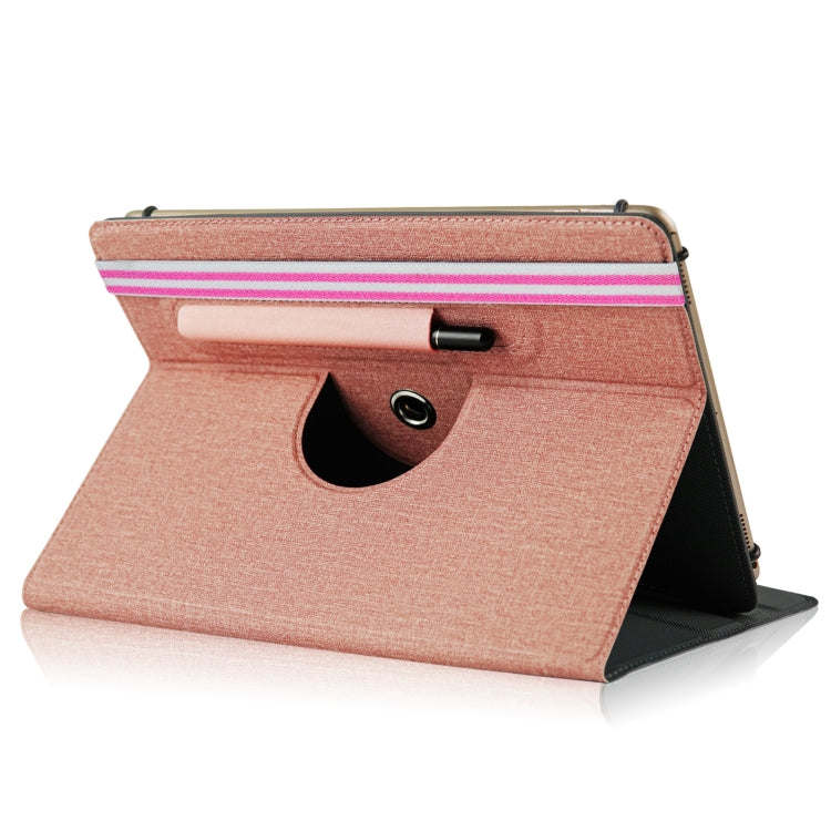 For 10 inch Cloth Texture 360 Rotation Horizontal Flip Universal Tablet PC Leather Case with Pen Slot(Rose Gold) - 10 - 11 inch by buy2fix | Online Shopping UK | buy2fix