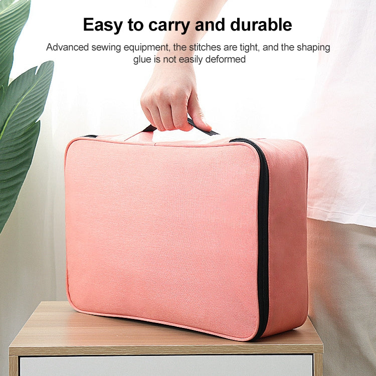 Large Capacity Multi-layers Foldable Fabric Document Storage Bag, Specification:Double Zipper-Locked(Navy Blue) by buy2fix