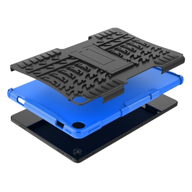 For Lenovo Tab M10 Plus 10.6 3rd Gen 2022 Tire Texture TPU+PC Shockproof Case with Holder(Blue) by buy2fix