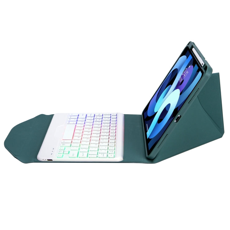 Z098BS Pen Slot Backlight Bluetooth Keyboard Leather Tablet Case For iPad Air 11 2025 / 2024 / Air 5 / Air 4(Green) by buy2fix
