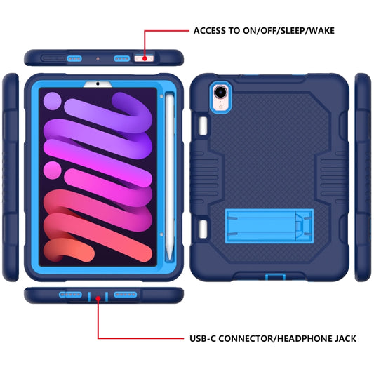 For iPad mini 2024 /mini 6 Contrast Color Robot Shockproof Silicone + PC Tablet Case(Navy Blue) - iPad mini 6 Cases by buy2fix | Online Shopping UK | buy2fix