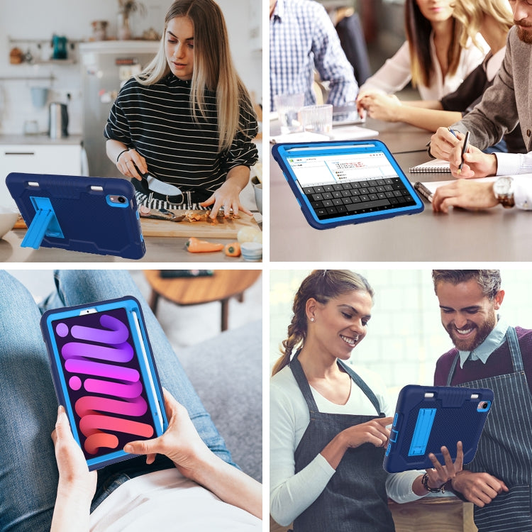 For iPad mini 2024 /mini 6 Contrast Color Robot Shockproof Silicone + PC Tablet Case(Navy Blue) - iPad mini 6 Cases by buy2fix | Online Shopping UK | buy2fix