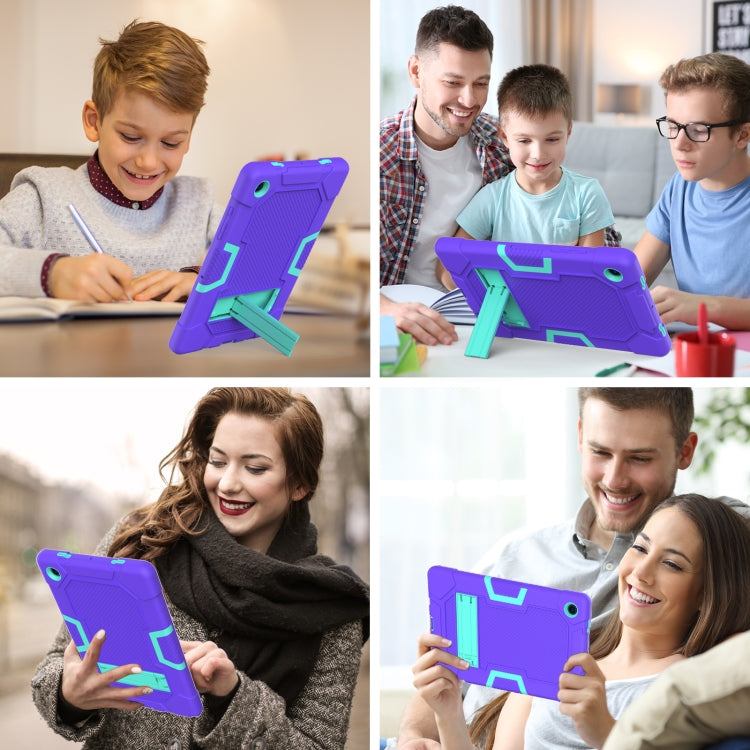 For Samsung Galaxy Tab A8 10.5 2021 X200 Contrast Color Robot Silicone + PC Tablet Case(Purple Mint Green) - Other Galaxy Tab PC by buy2fix | Online Shopping UK | buy2fix
