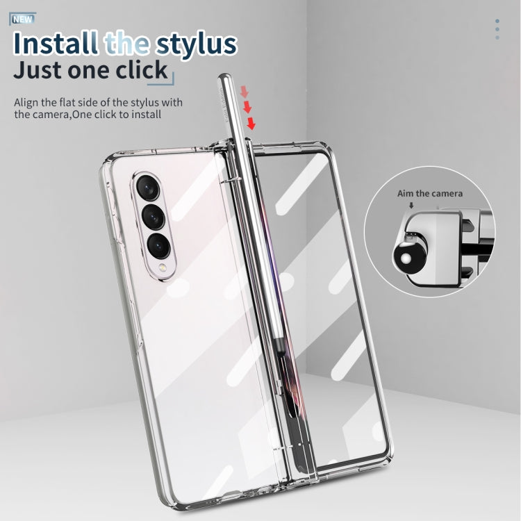 For Samsung Galaxy Z Fold4 Full Body Integrated Electroplating Hinge Phone Case with Pen Slot(Transparent) - Galaxy Z Fold4 5G Cases by buy2fix | Online Shopping UK | buy2fix