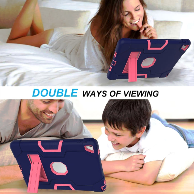 Contrast Color Robot Silicone + PC Tablet Case For iPad 6 / iPad Pro 9.7 2016(Navy Blue + Rose Red) - iPad Pro 9.7 inch Cases by buy2fix | Online Shopping UK | buy2fix