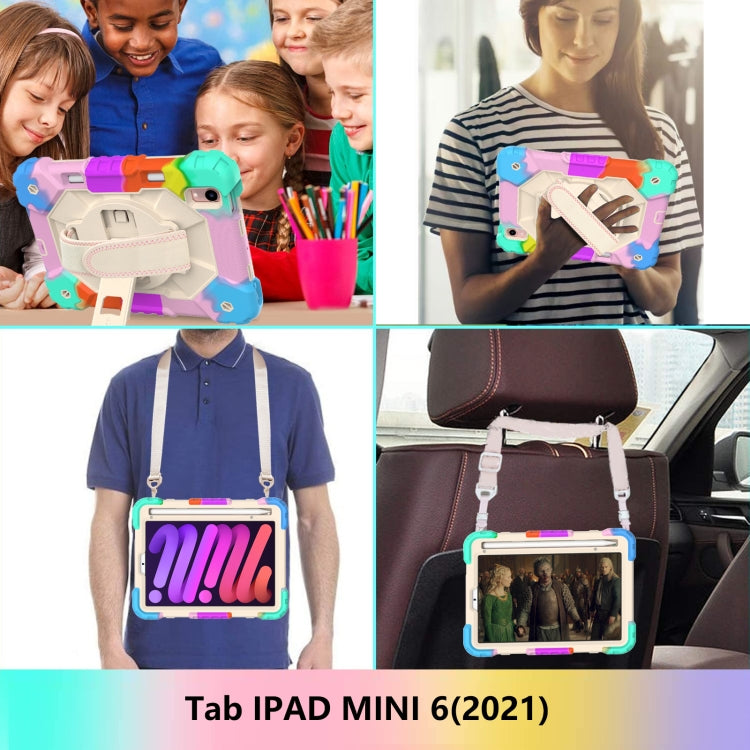 For iPad mini 2024 / mini 6 Contrast Color Robot Silicone + PC Tablet Case with Shoulder Strap(Colorful Blue) - iPad mini 6 Cases by buy2fix | Online Shopping UK | buy2fix