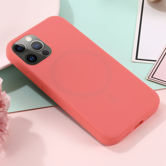 For iPhone 14 Pro Shockproof Silicone Magsafe Case(Pink Orange) by buy2fix