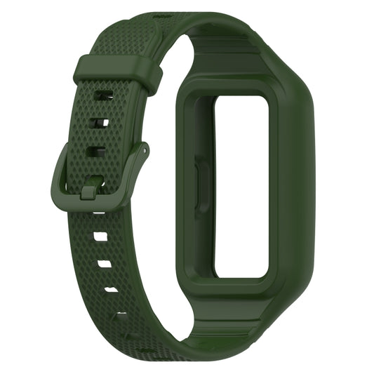 For Huawei Band 10 / 9 / 8 / 7 / 6 Universal Integrated Silicone Watch Band(Army Green) by buy2fix
